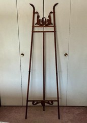 Antique Victorian Stick & Ball Bent Wood Oak EASEL Art Display Painting Stand