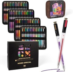 60-Color Retractable Gel Pen Set for Adult Coloring