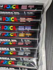 Uni Posca PC-5M Paint Markers Medium Bullet Tip Deep Colors 7pc (Missing White)