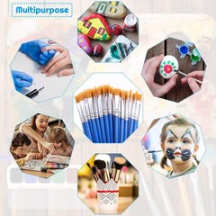 50 Pcs Flat Small Paint Brushes: Touch Up, Craft, Acrylic, Watercolor, Face Art