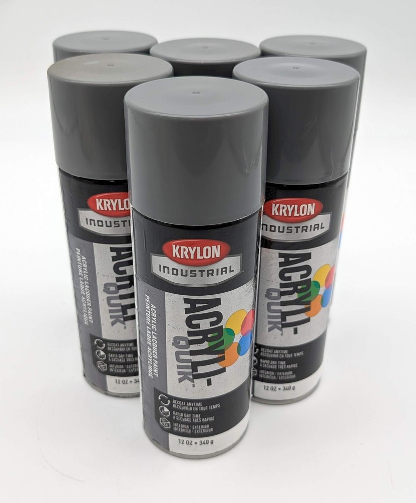 Krylon Acrylic Spray Paint Smoke Gray 16oz K01608 Industrial Pack of 6 Cans
