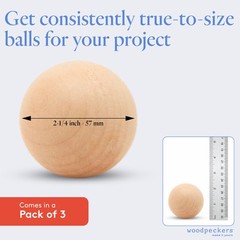 Wooden Balls 2-1/4 inch Unfinished, Round Birch Balls for Crafts | Woodpeckers