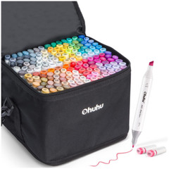 Ohuhu 160 Colors Marker Set Broad & Fine Tips Normal Type Alcohol Markers w/Case