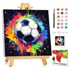 Paint by Numbers Kit for Kids with Frame Paint by Numbers 7.8X7.8inch Soccer
