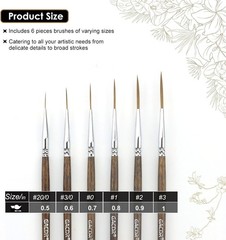 Professional 6-Pc Rigger Liner Brush Set for Intricate Detailing & Pinstriping