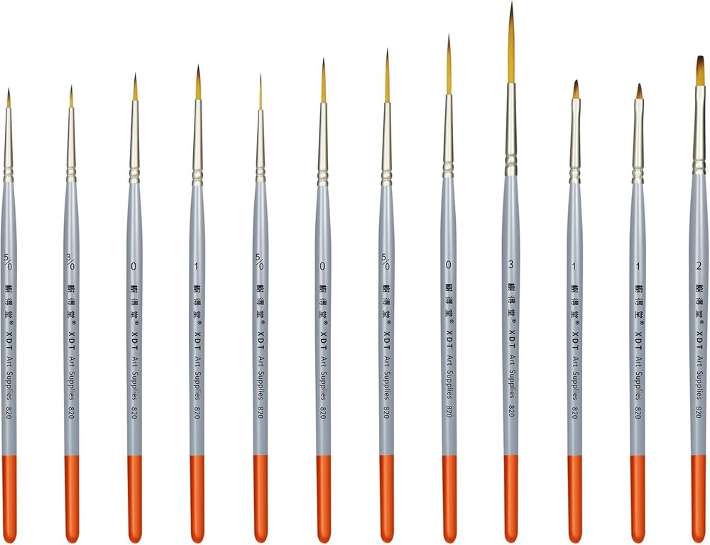 XDT#830 Rigger Artist Paint Brush 6 Piece Set Extra Long Fine Point Liner