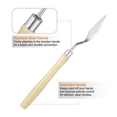 8pcs Painting Palette Knife 6.89″ Pointed Stainless Steel Blade Beige
