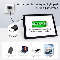 Rechargeable A4 Tracing Drawing Board,Copy Light Pad with Adjustable Foldable…