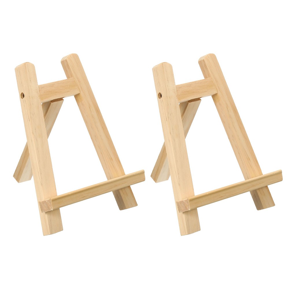 7.9″ Mini Wooden Easel Stand 2 Pack Table Use Triangle Holder Wood Color