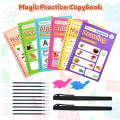 Magic Grooved Writing Practice for Kids,Reusable Grooved Handwriting Workbooks A