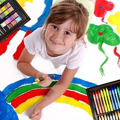 145 Piece Deluxe Art Set, Wooden Box & Drawing Kit with Crayons, multi-color