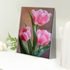Adult Painting Kit Tulip Flowers Easel Acrylic Art Decor Gift Canvas 8×12 Inch