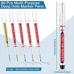 80 Pcs Multi-purpose Deep Hole Marker Pens Long Head Drill Deep Nib Marker Wa…