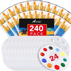 240 Piece Paint Brushes Set with 24 Palettes – Oil, Watercolor & Face Painting