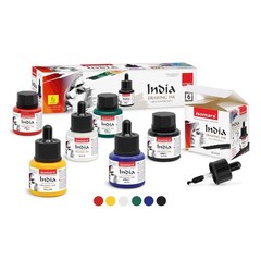 Waterproof Drawing Ink Set of 6 x 35ml with Dropper