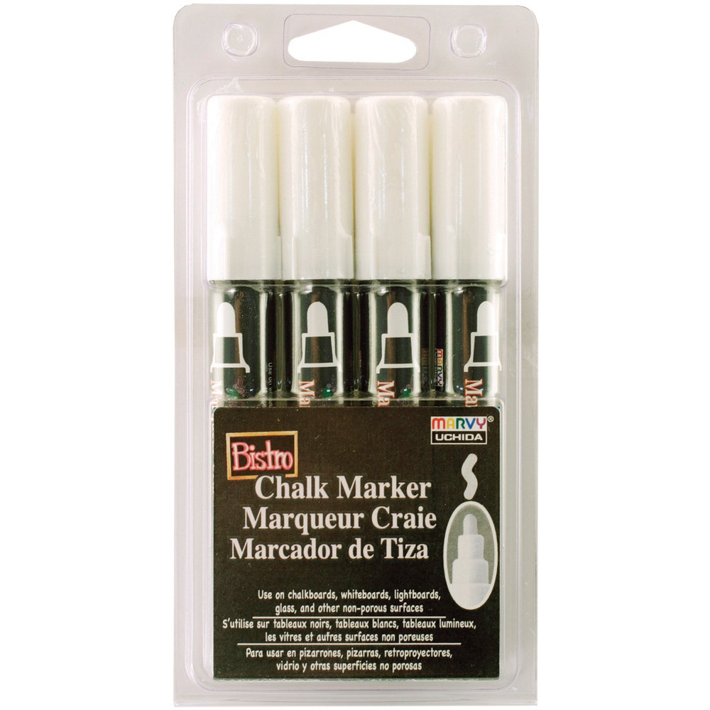 4 White Broad Tip Bistro Chalk Marker