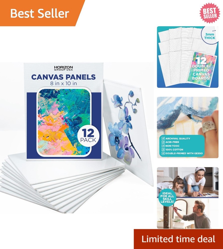12 Pack of 8″x10″ Pre-Primed Canvas Boards for Stunning Art Creations