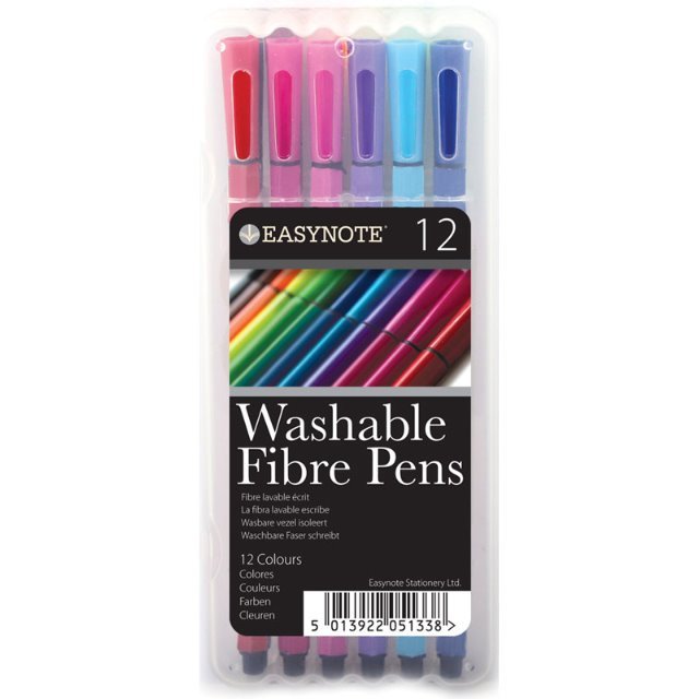 Easy-note Washable Ink Fibre Felt Tip Pens Colouring Art Craft Pack of 12 18 24