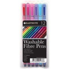 Easy-note Washable Ink Fibre Felt Tip Pens Colouring Art Craft Pack of 12 18 24