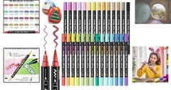 Creative Dual Tip Acrylic Paint Pens Set – 28 Metallic Colors for All Ages