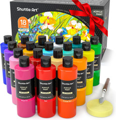 18 Colors Acrylic Paint Bottle Set (250Ml/8.45Oz), Rich Pigmented Bulk Painting