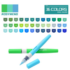 36 Colors Cool Tone Acrylic Paint Pens, Green Blue Brush Tip Paint Markers