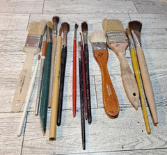 Artist Paint/Pottery Brushes Lot Of 15+1 Hake Brush Various Sizes/brands