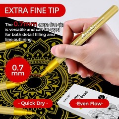 SFAIH Gold Paint Markers Pens – 4 Pack 0.7MM Fine Tip Metallic Acrylic Markers f