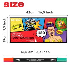 Dual Tip Acrylic Paint Markers 120 Colors – Brush & Fine for Art Projects