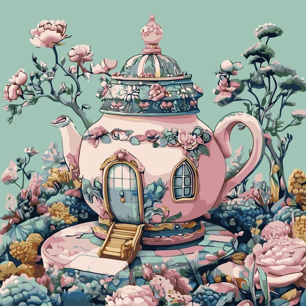 Teapot Paint By Numbers Kit For Adults Beginner DIY Wall Art Decoration Home