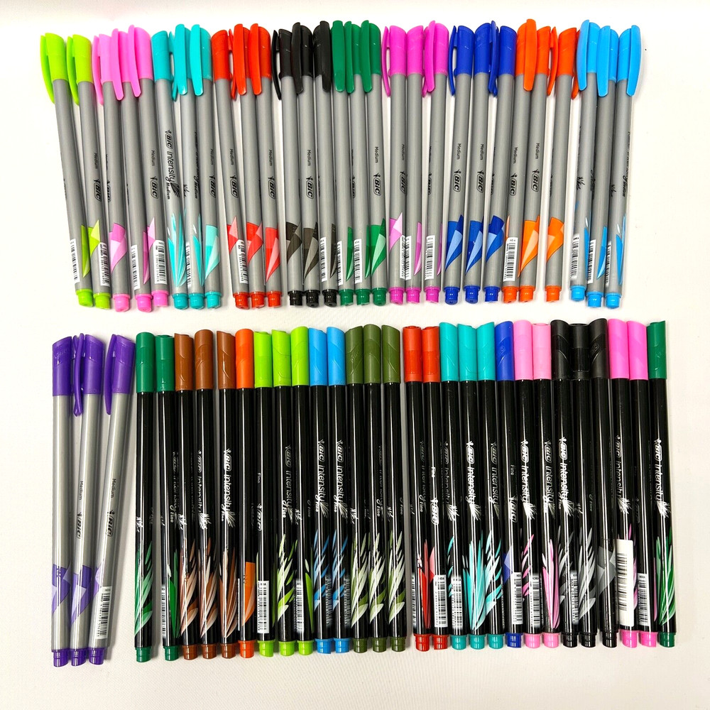 60 Bic Fineliner Pen Fine Point 0.4mm & Medium Point 1.0mm Pens NEW 60 Count