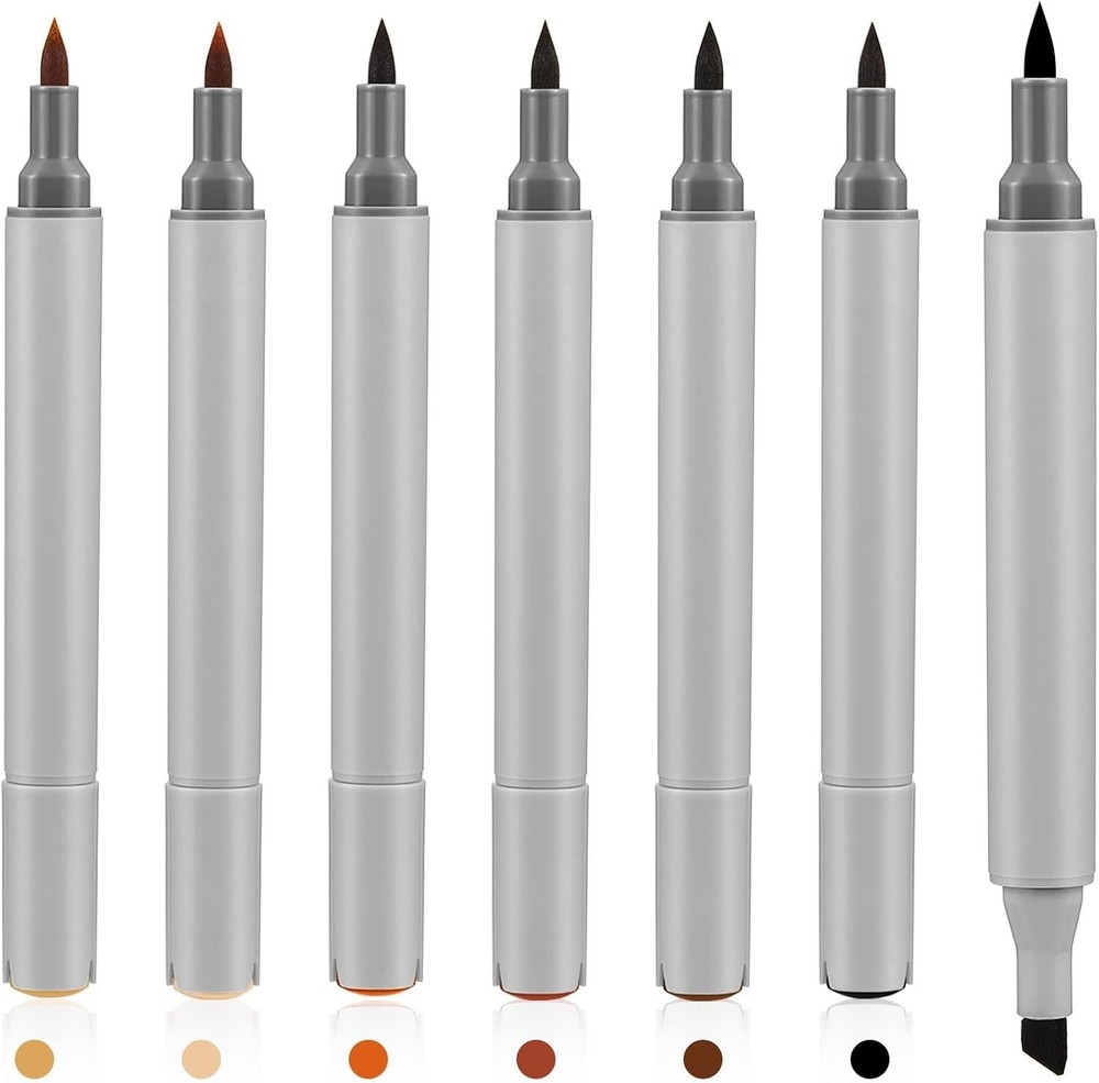 6 Pack Dual Tip Leather Dye Marker Pens Touch up Pen Shoe Marker Leather Flow Ma