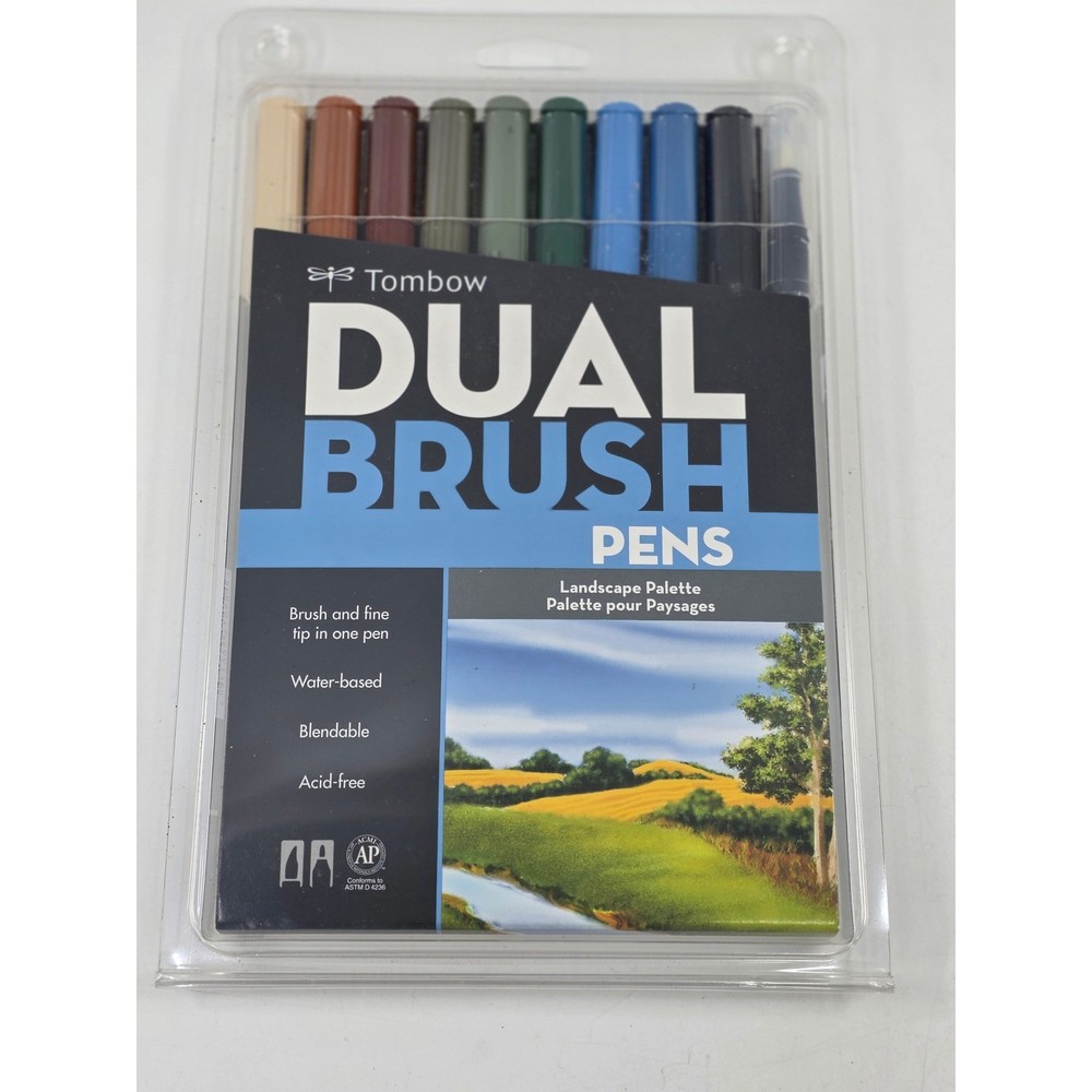 Tombow Dual Brush Pens Landscape Palette 10-Pack Water-Based Markers 56169 NEW