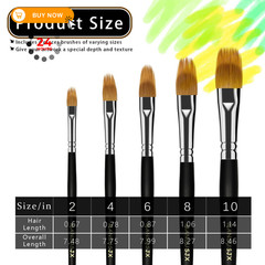 Filbert Paint Brush Comb Set, 5PCS Professional 2, 4, 6, 8, 10, Black