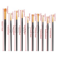 10pcs Black Acrylic Water Powder Oil Painting Brush for Oil Painting Acrylic