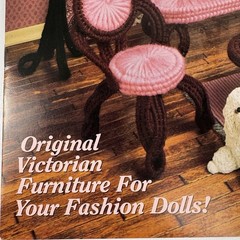 Vtg Annie’s Attic Fashion Doll Barbie Sz Plastic Canvas Parlor Set Patterns 225K