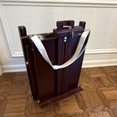Folding Wooden Field Easel, Palette Trays and Drawer, Dark Brown Wood