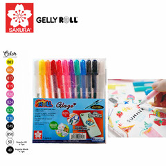 Sakura Gelly Roll Glaze 12pc Set 3D Glossy Gel Pens for Craft & Art
