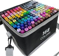 168 Color DualTip Art Markers Set With Shoulder Bag Sketching Drawing Kids