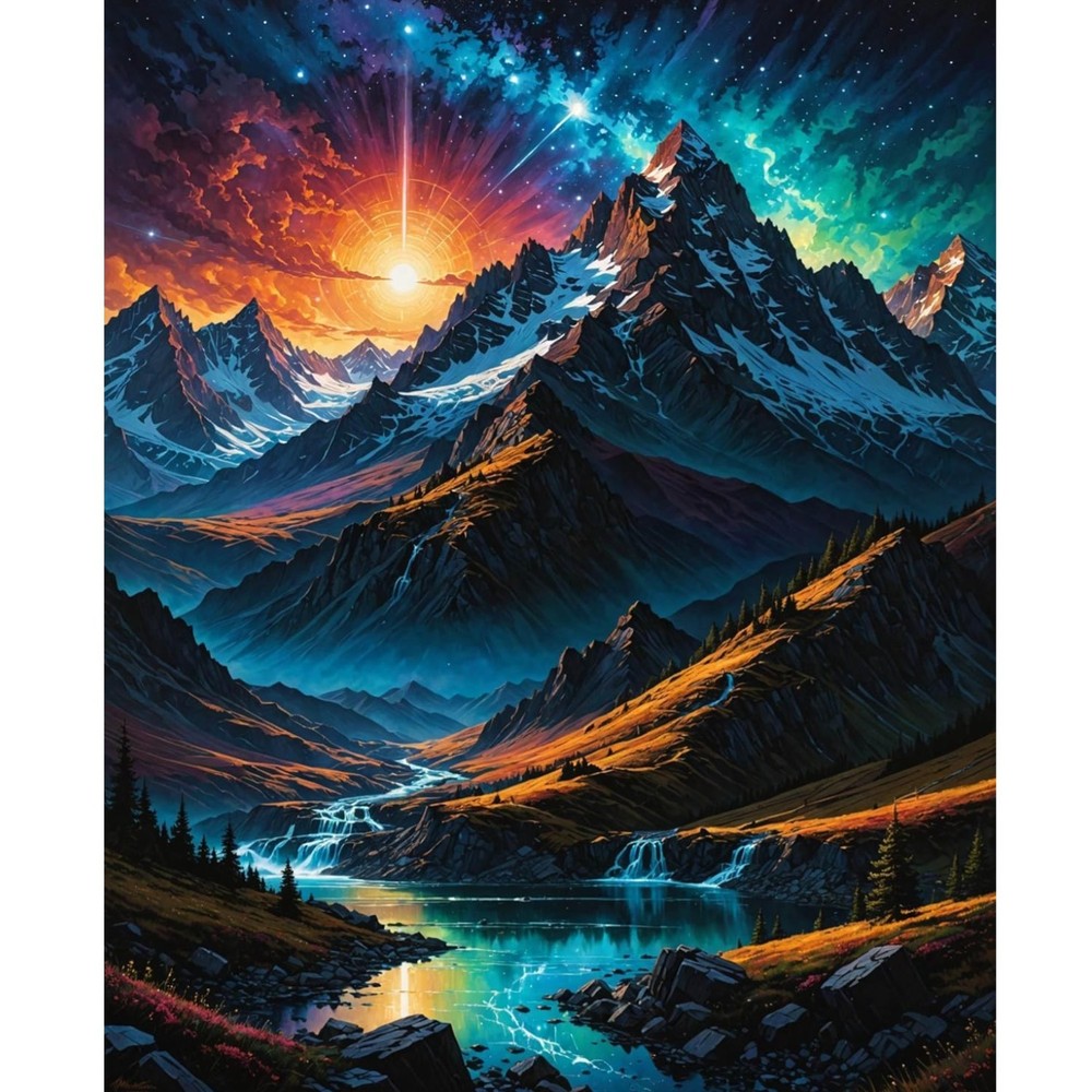 Mountain Paint By Numbers Kit For Adults Beginner Colourful Landscape Paint B…