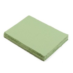 Wanderings Handmade Green Deckle Edge Blank Paper – 4×6 – Pack of 50 –