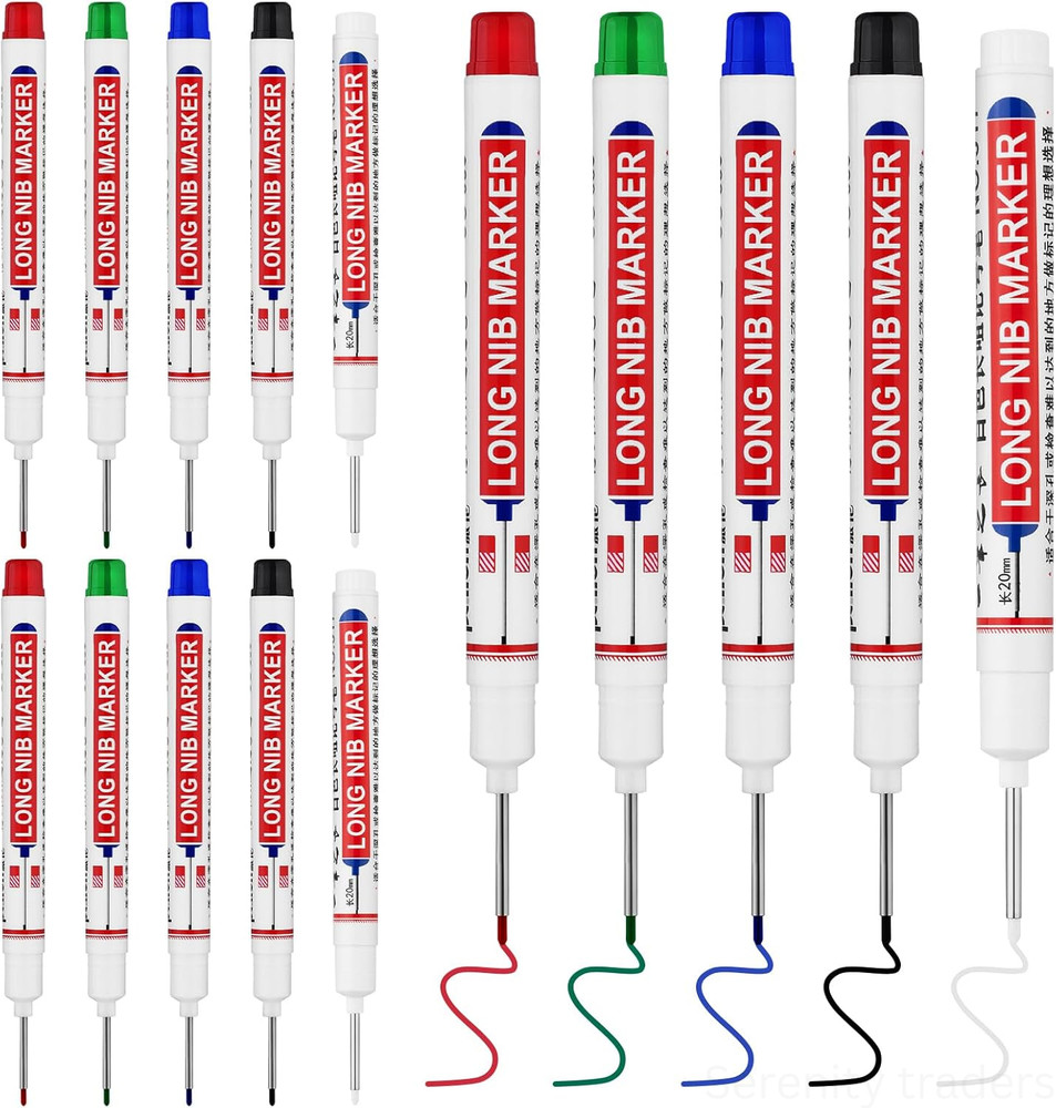 Long Head Marker Pens 15PCS Deep Hole, Long Nib Marker 20mm Quick Dry Waterproof