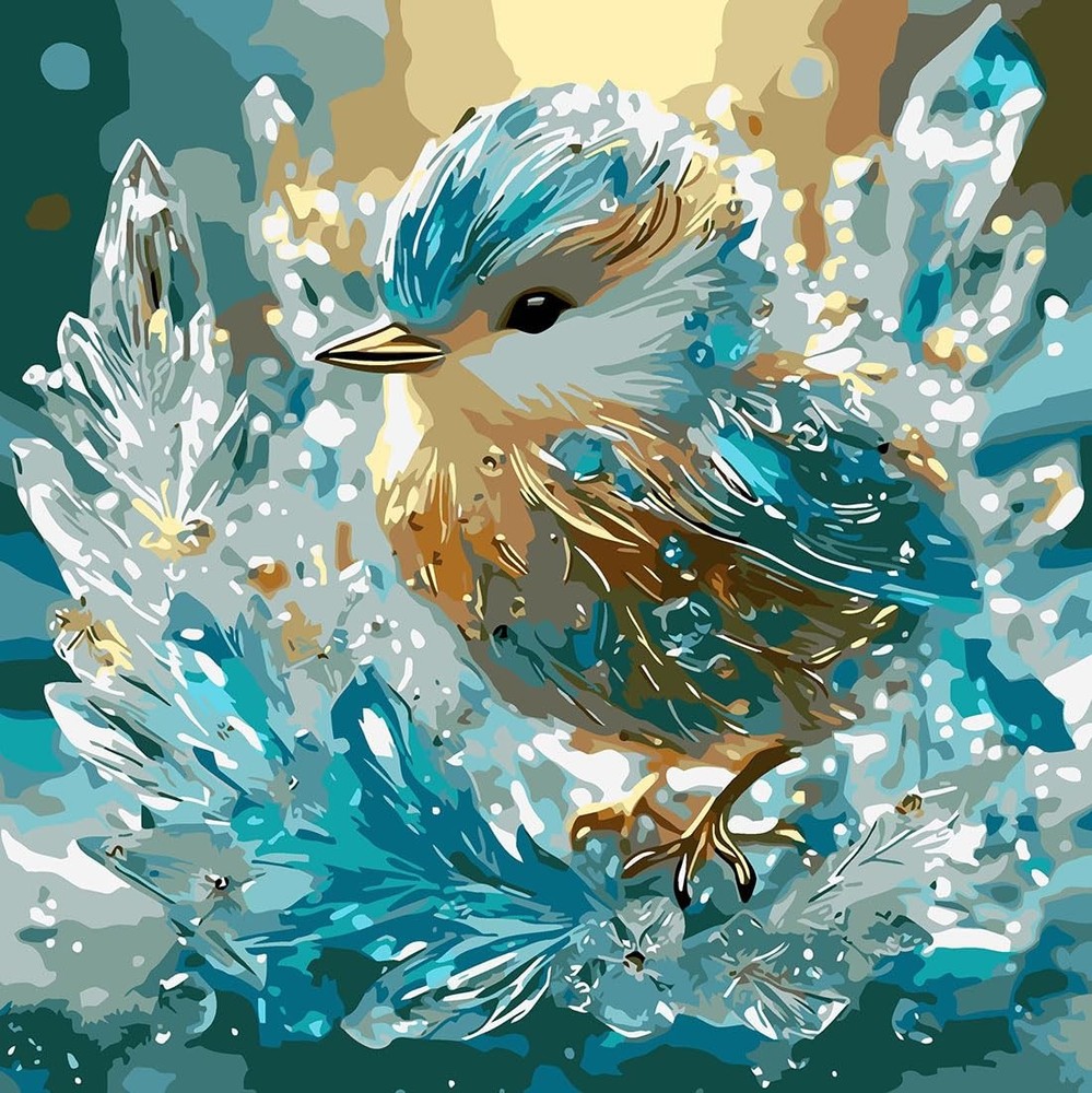 SHICERNHJ Birds Paint by Numbers Kit for 16 inches x 16 inches, Crystal Bird
