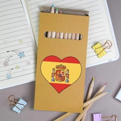 12 x ‘Spain Flag Heart’ Long 178mm Coloured Pencils / Pencil Set (PE00076261)