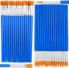 Small Paint Brushes Bulk, Anezus 50 Pcs Flat Tip Round Acrylic Small, Blue