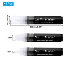 5 Pcs Graffiti Markers, 15mm Black Poster Markers Thick Acrylic Paint Pen
