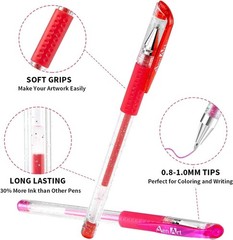 Glitter Gel Pens for Adults – 100 Colors, Fine Tips for Detailed Art Projects