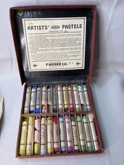 Vintage F. WEBER Co. Fine Artists Chalk Pastels Assortment 24 Pieces w/ Box W326