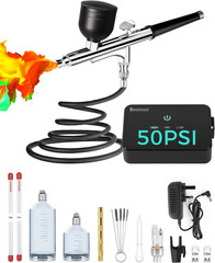 50 PSI Airbrush Kit with Air Compressor, High Pressure Portable Air Brush Gun wi