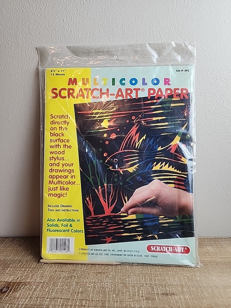 MULTICOLOR SCRATCH-ART PAPER SA-P-MC VINTAGE 1996 8-1/2″ x 11″ 12 SHEETS